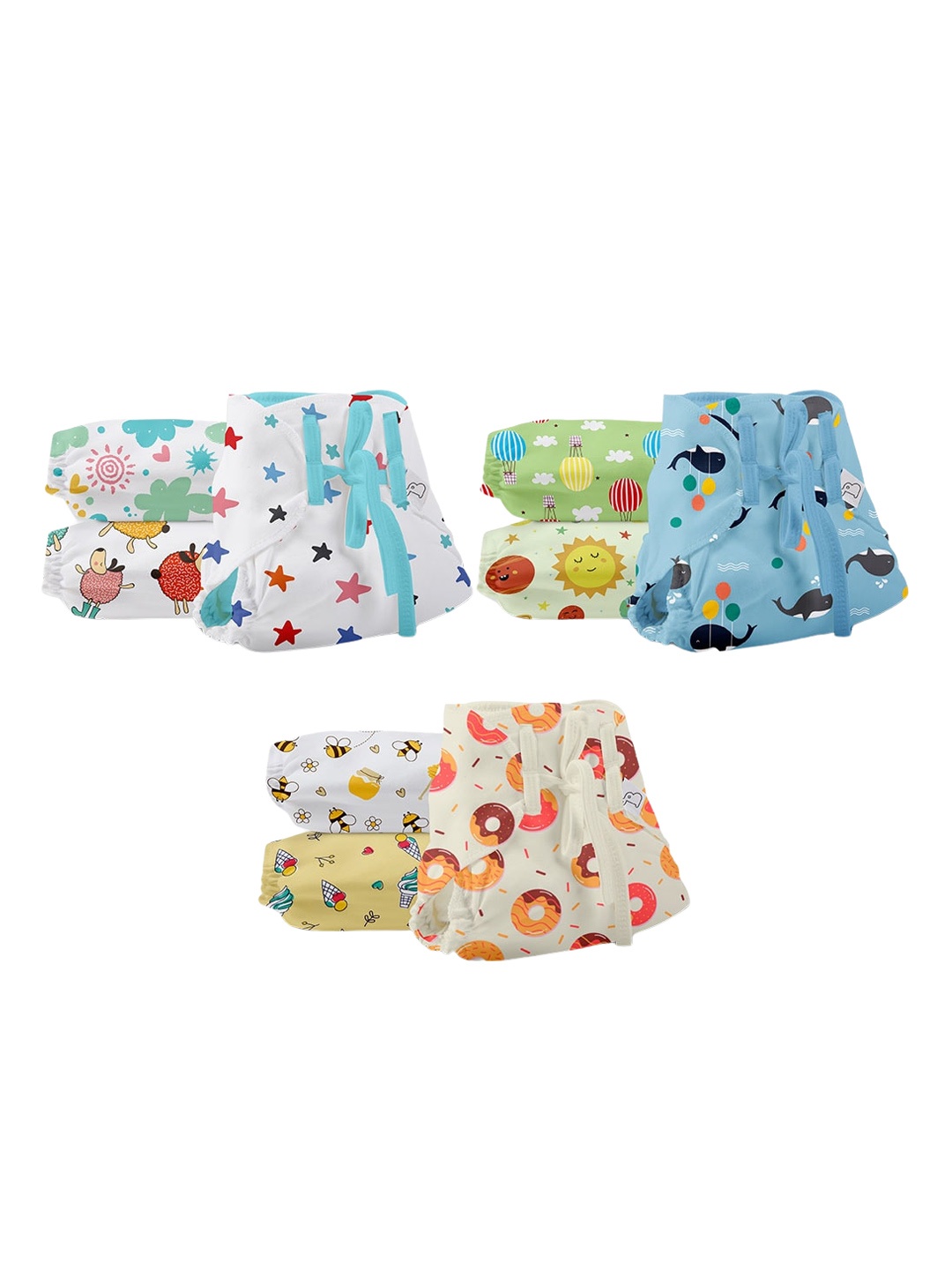 

SuperBottoms Infants Set Of 9 Printed Dry Feel Langot Nappies, Multi