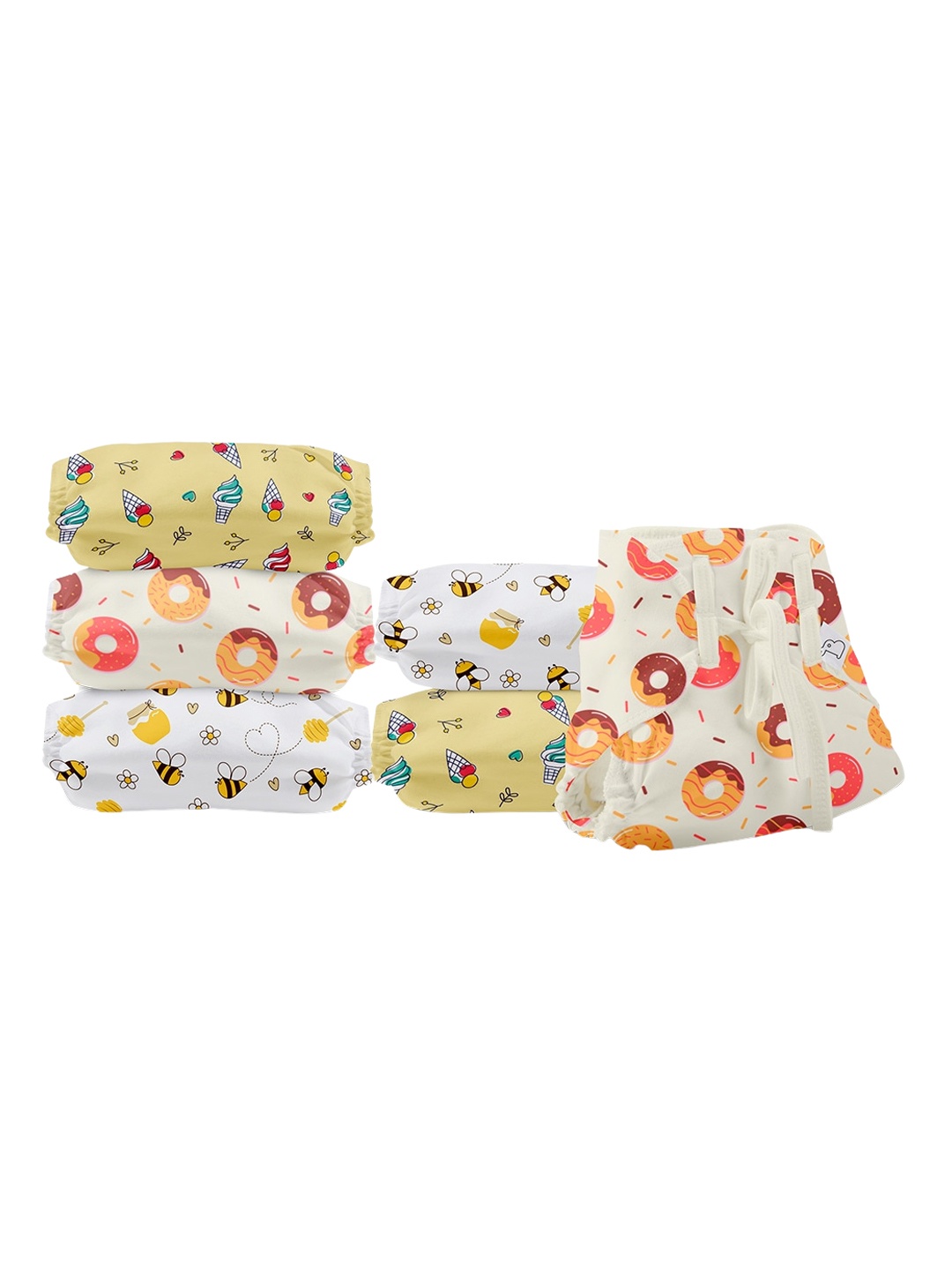 

SuperBottoms Infants Set Of 6 Printed Dry Feel Langot Nappies, Yellow