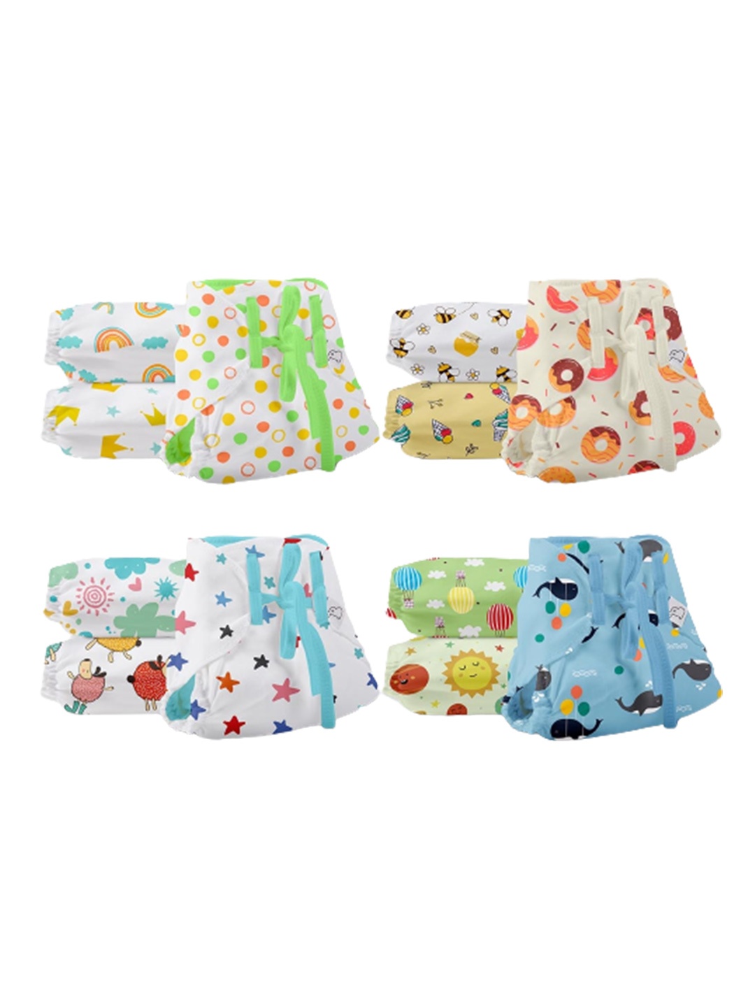 

SuperBottoms Infants Set Of 12 Printed Dry Feel Langot Nappies, Multi
