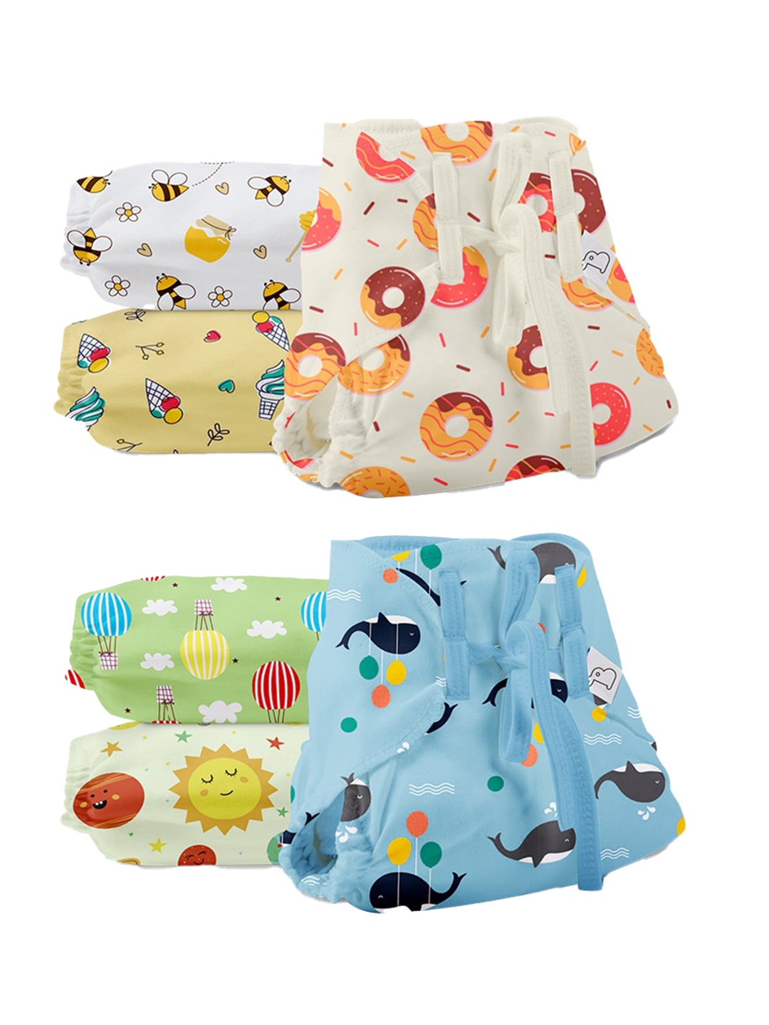 

SuperBottoms Infants Set Of 6 Printed Dry Feel Langot Nappies, Multi