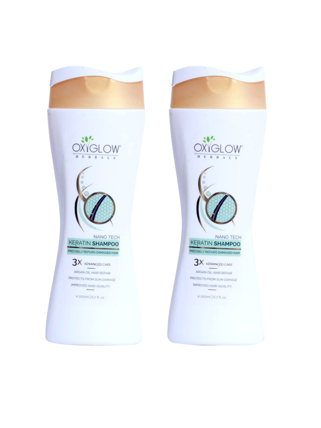 

Oxyglow Set Of 2 Nano Tech Keratin Hair Shampoo With Argan Oil - 200ml Each, White