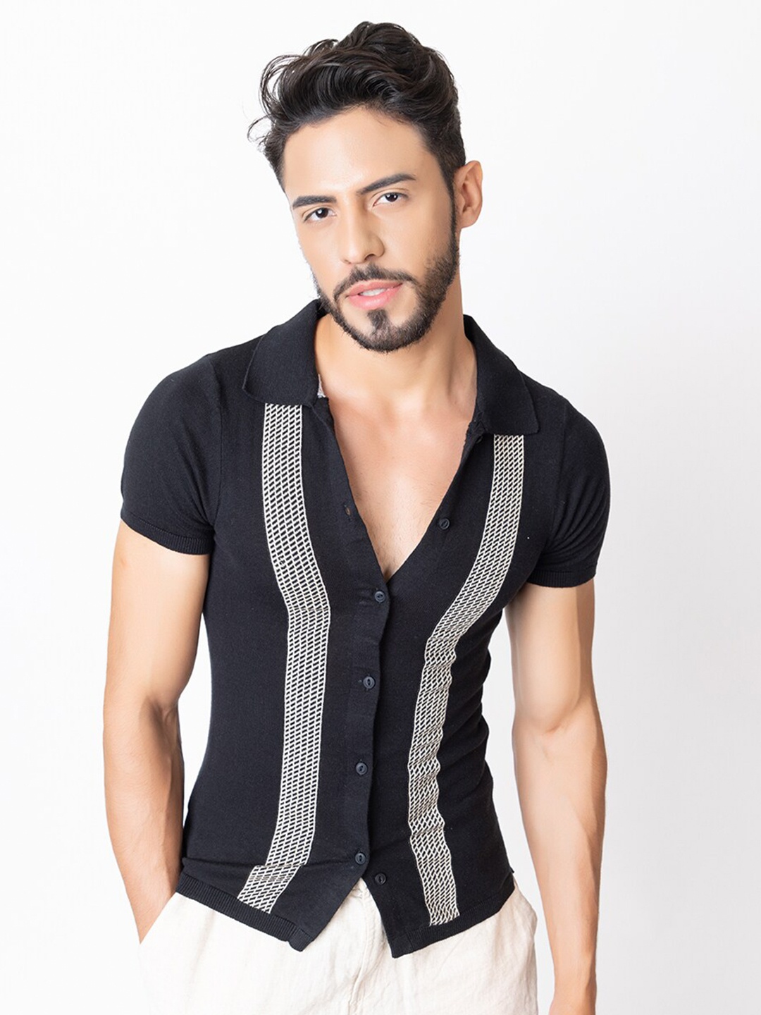 

ARMISTO Men Pure Cotton Resort Knit Polo, Black