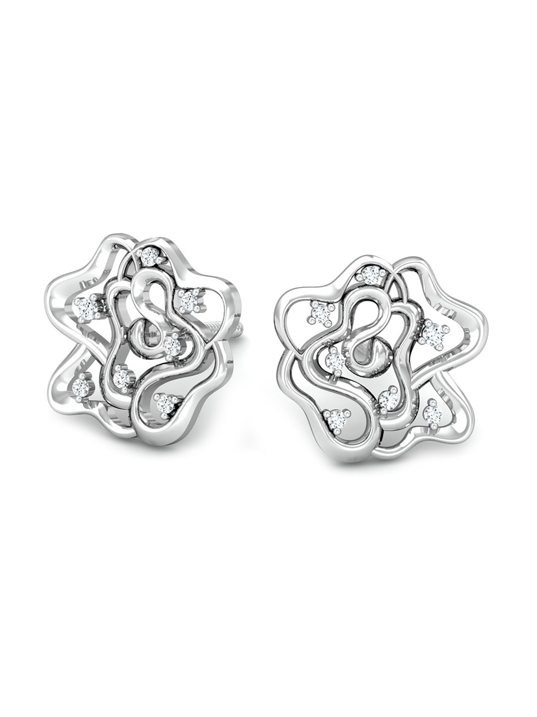 

KUBERBOX Java 18KT White Gold Diamond-Studded Earrings- 1.32gm, Silver