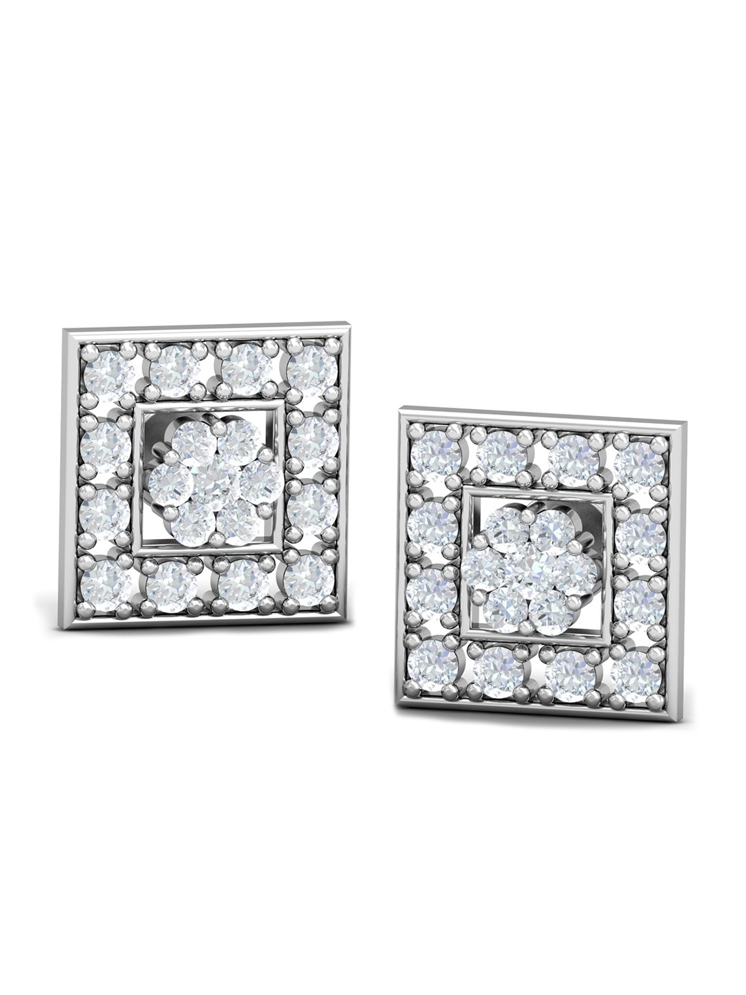 

KUBERBOX Carcasse Amour 18KT White Gold Diamond-Studded Earrings-, Silver