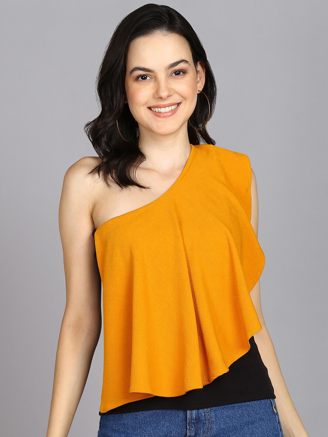 

Prettify Layered One Shoulder Top, Mustard