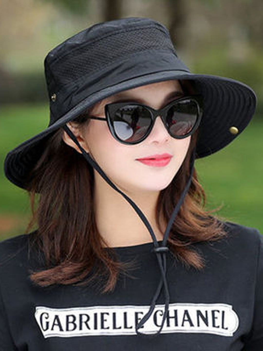 

Alexvyan Women Breathable Wide Brim Sun Hat, Black