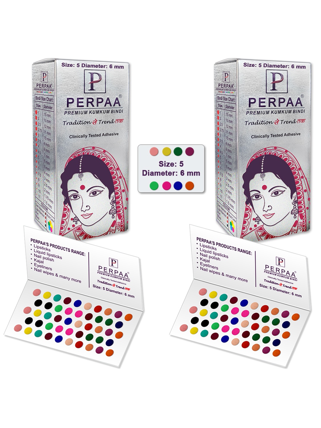 

PERPAA Set Of 2 Velvet Sticker Kumkum Bindi Box - 15 Flaps Each, Multi
