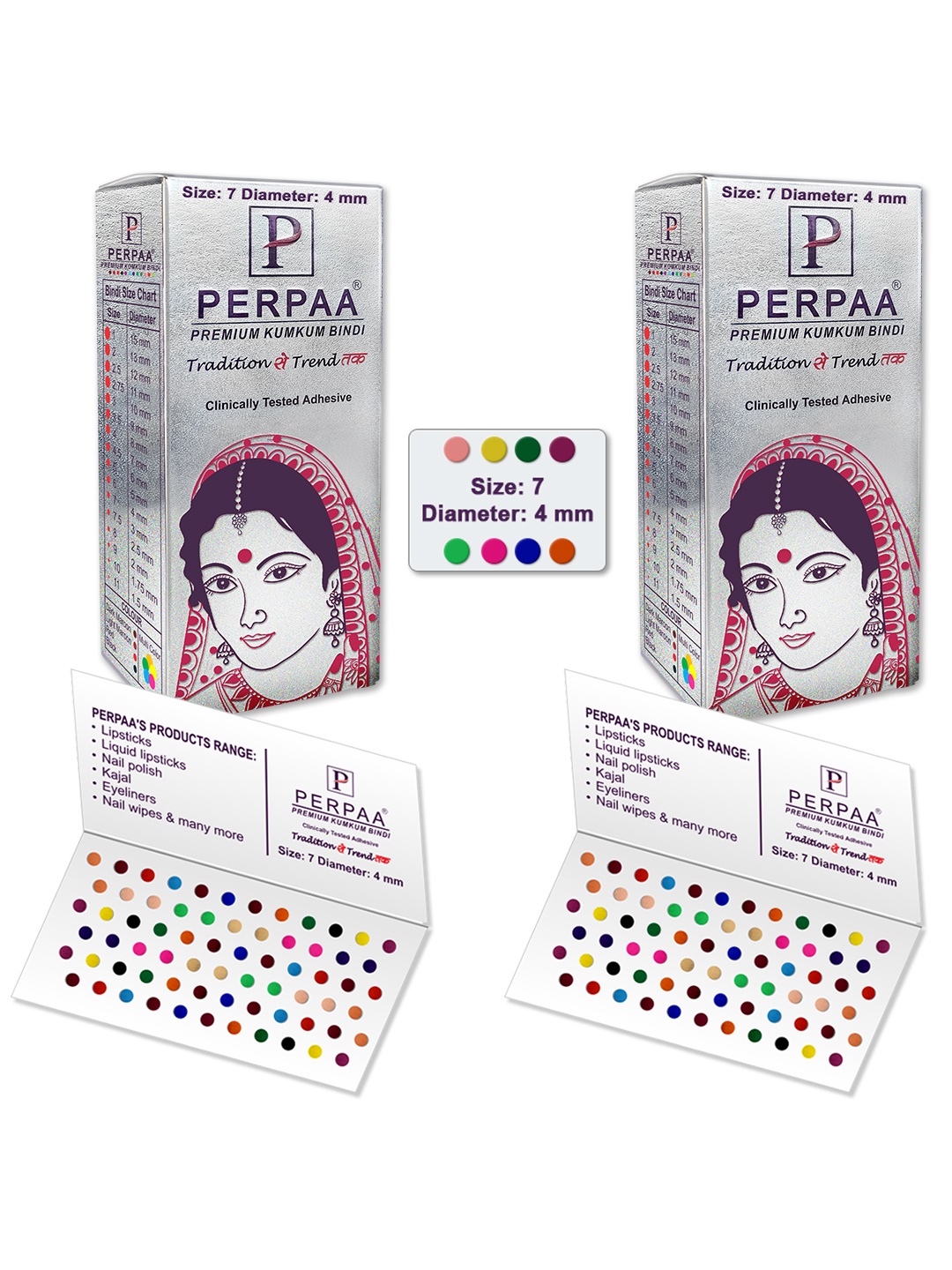 

PERPAA Set Of 2 Velvet Sticker Kumkum Bindi Box - 15 Flaps Each, Multi