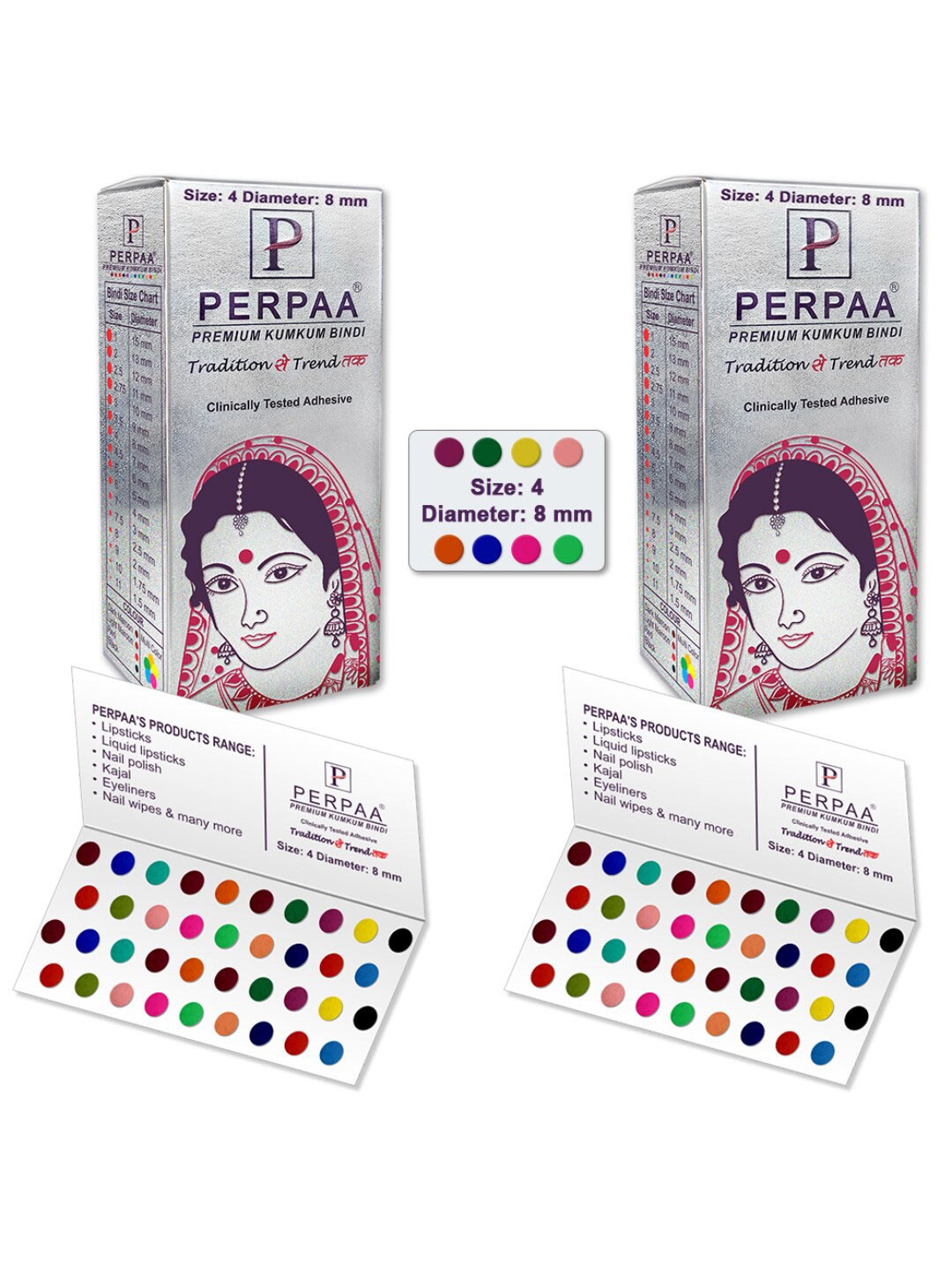 

PERPAA Set Of 2 Velvet Sticker Kumkum Bindi Box - 15 Flaps Each, Multi
