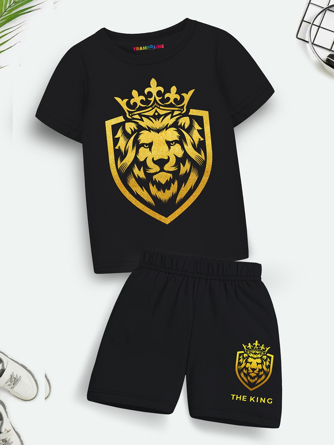 

Trampoline Kids Printed T-shirt with Shorts, Black