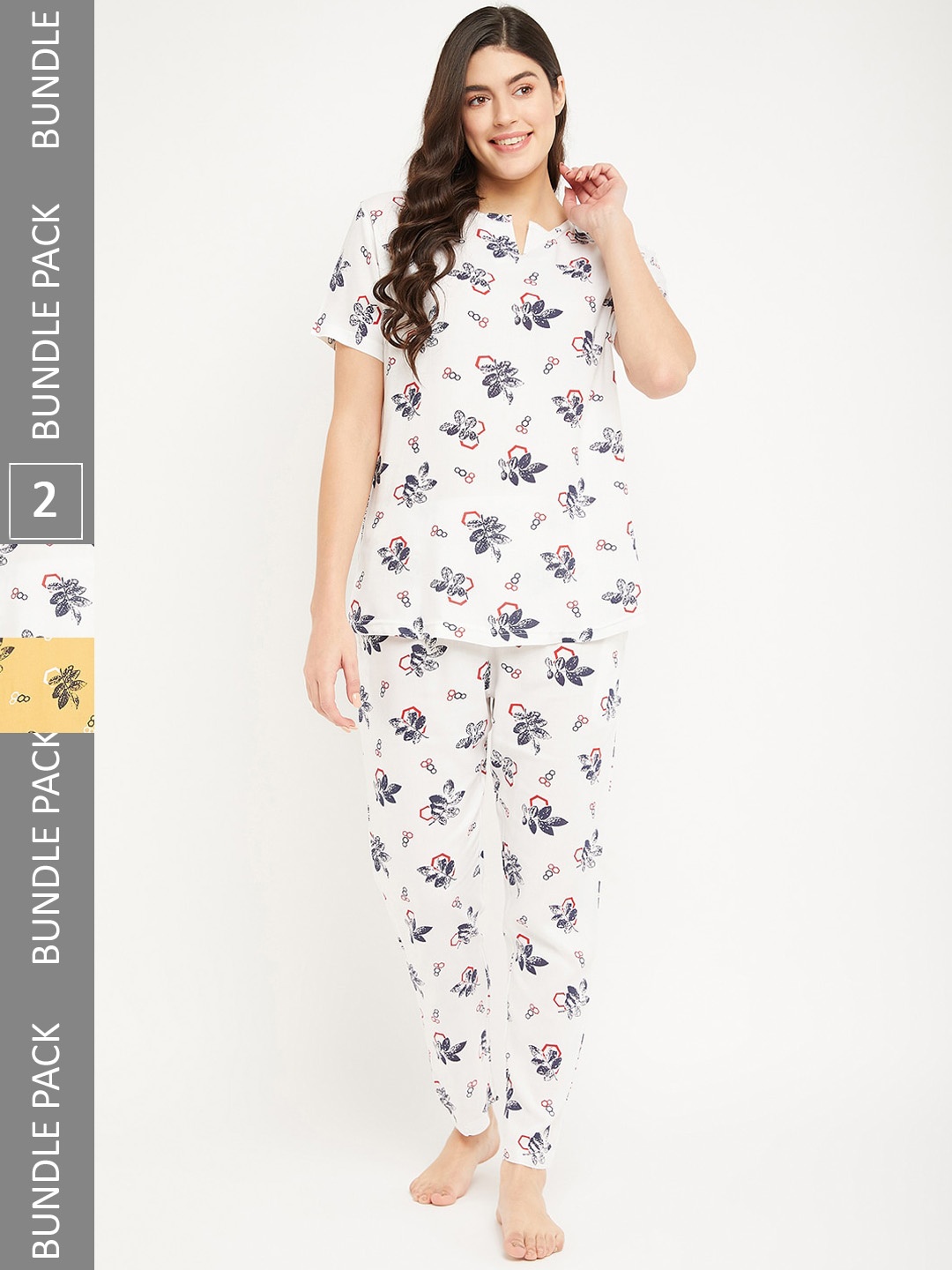 

FirstKrush Pack Of 2 Printed Pure Cotton Night suit, Yellow