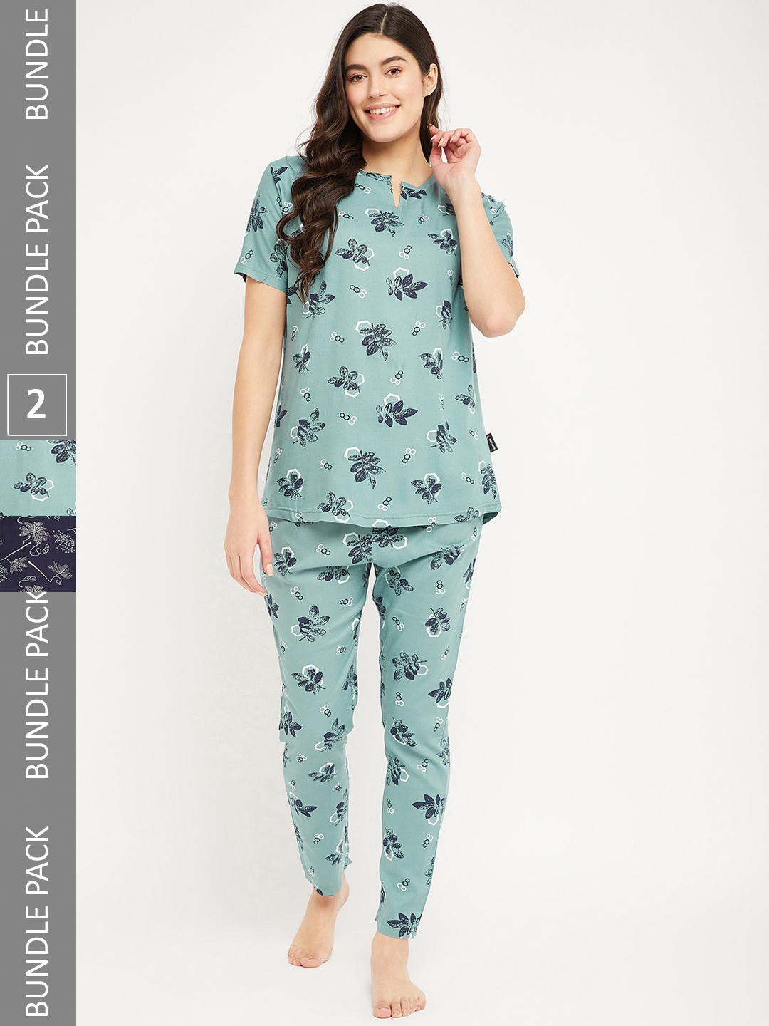 

FirstKrush Pack Of 2 Printed Pure Cotton Night suit, Navy blue