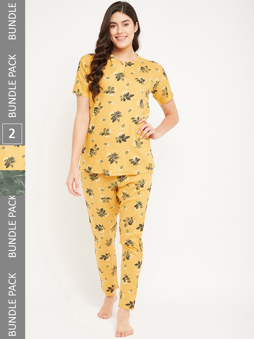 

FirstKrush Pack Of 2 Printed Pure Cotton Night suit, Yellow