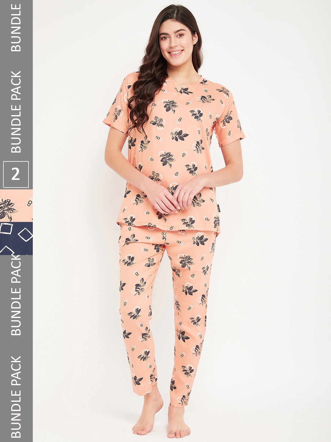 

FirstKrush Pack Of 2 Printed Pure Cotton Night suit, Peach