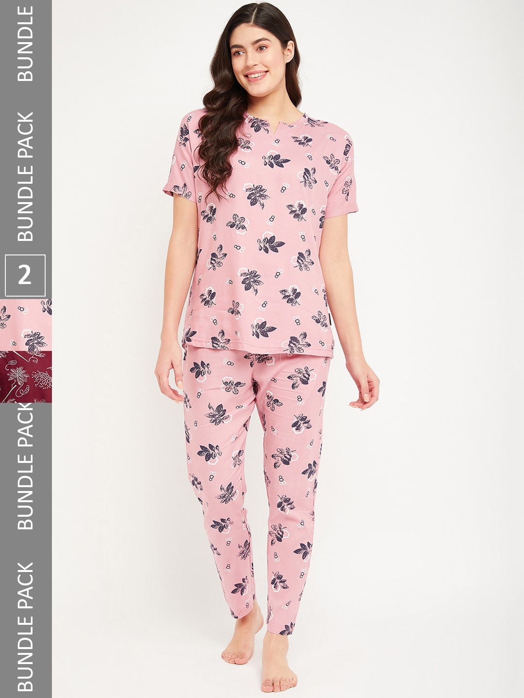

FirstKrush Pack Of 2 Printed Pure Cotton Night suit, Pink
