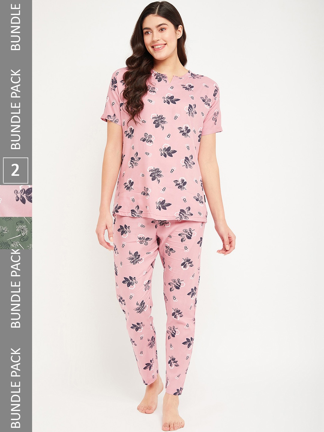 

FirstKrush Pack Of 2 Printed Pure Cotton Night suit, Pink