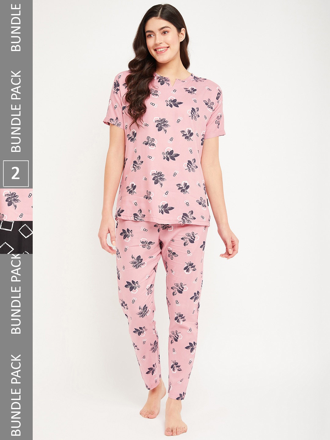 

FirstKrush Pack Of 2 Printed Pure Cotton Night suits, Pink