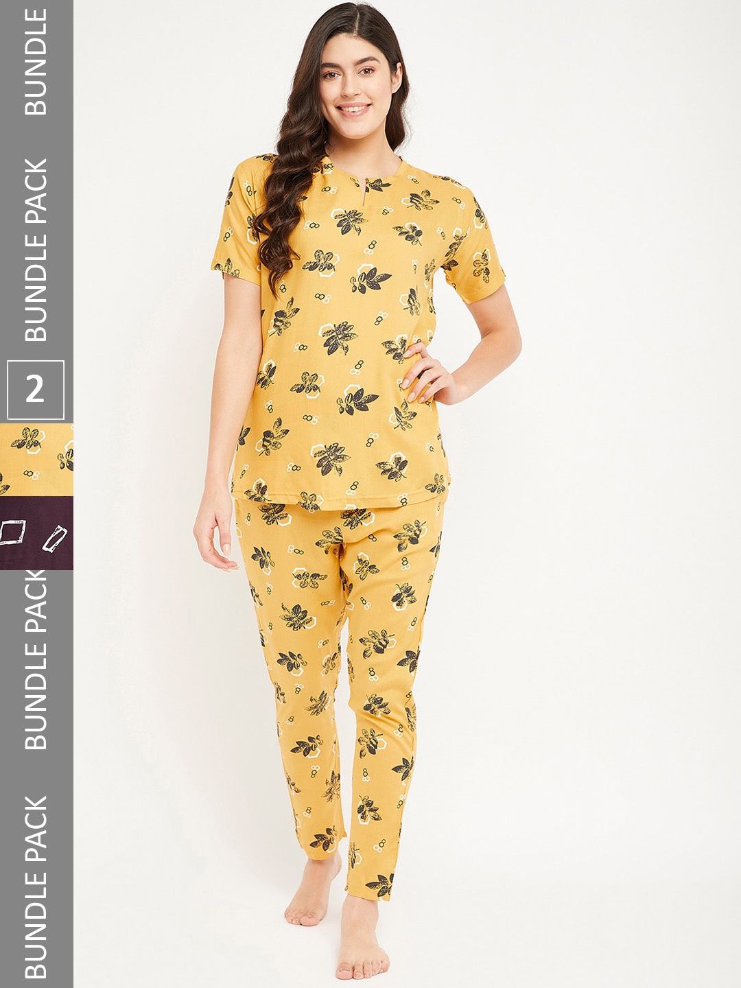 

FirstKrush Pack Of 2 Printed Pure Cotton Night suits, Yellow