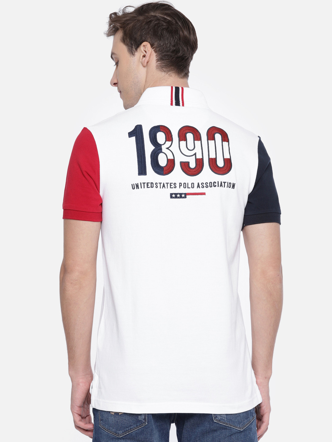 

U.S. Polo Assn. Men White Solid Polo Collar T-shirt
