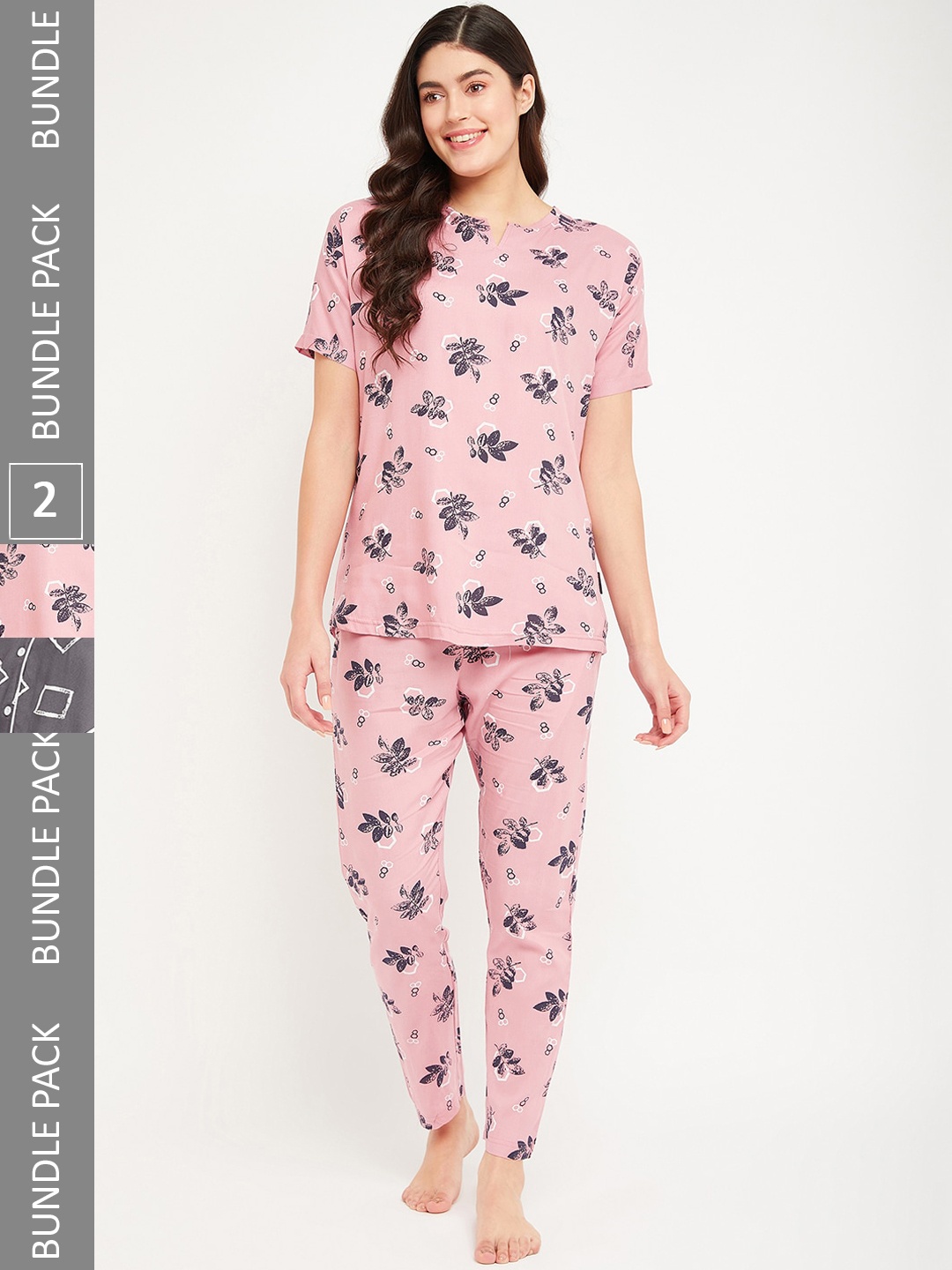 

FirstKrush Pack Of 2 Printed Pure Cotton Night suit, Pink