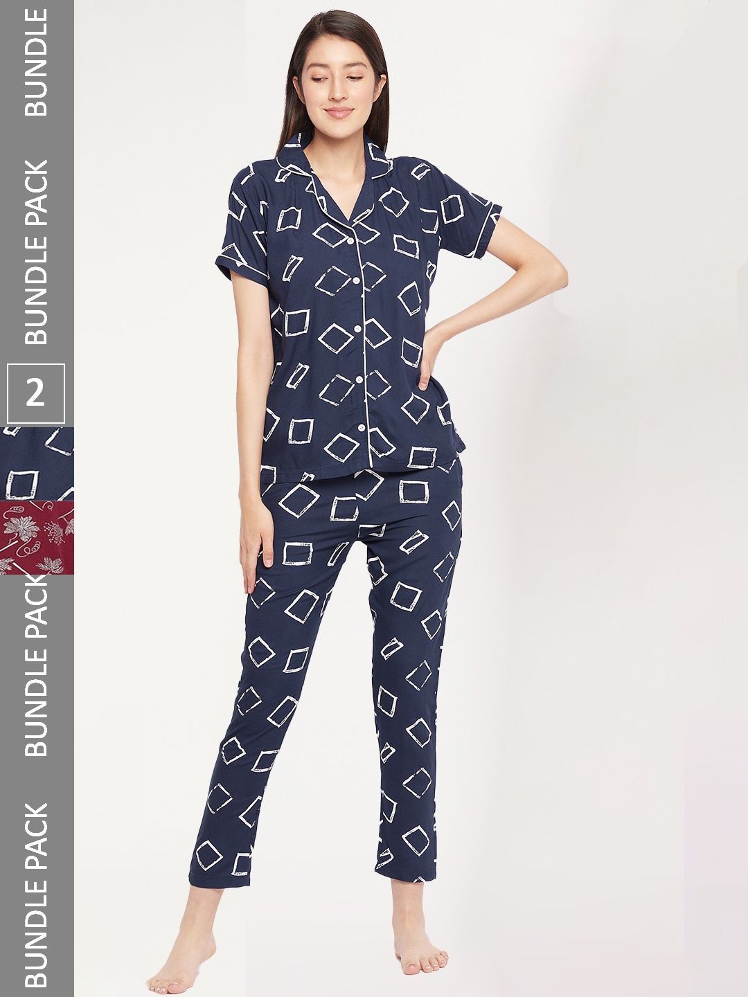 

FirstKrush Pack Of 2 Printed Pure Cotton Night suits, Blue