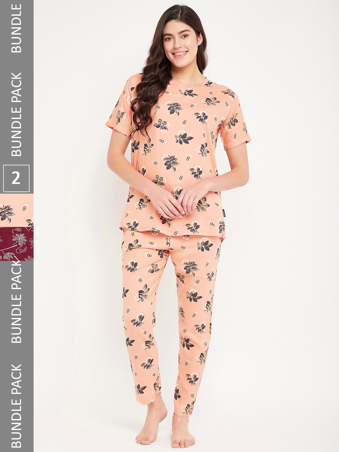 

FirstKrush Pack Of 2 Printed Pure Cotton Night suits, Peach