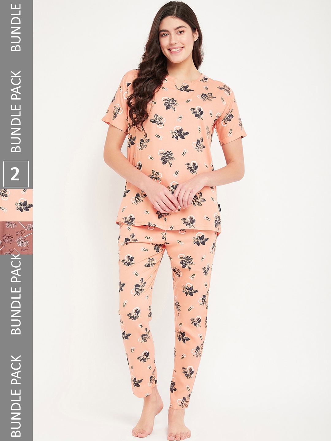 

FirstKrush Pack Of 2 Printed Pure Cotton Night suit, Peach