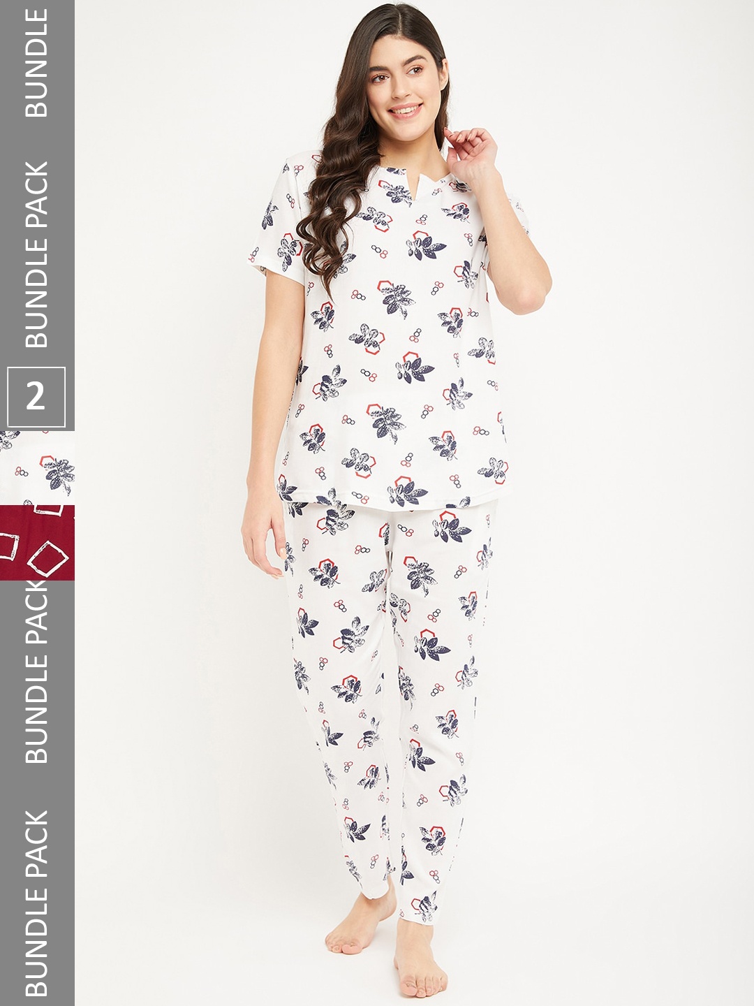 

FirstKrush Pack Of 2 Printed Pure Cotton Night suit, White
