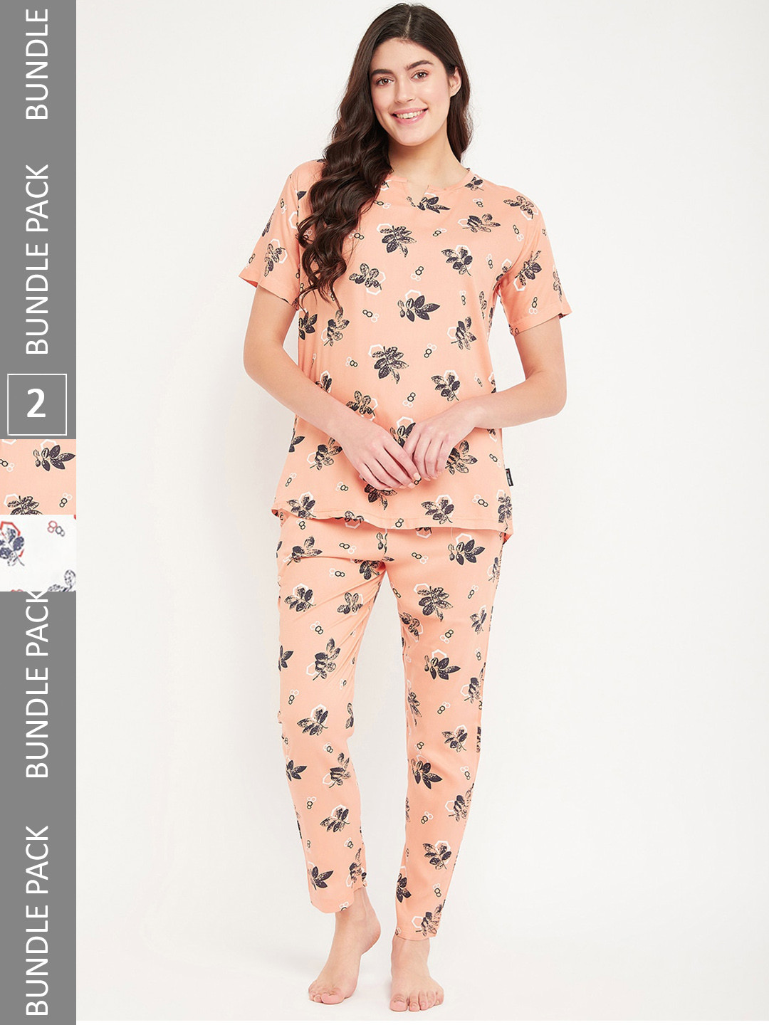 

FirstKrush Pack Of 2 Printed Pure Cotton Night suit, Peach