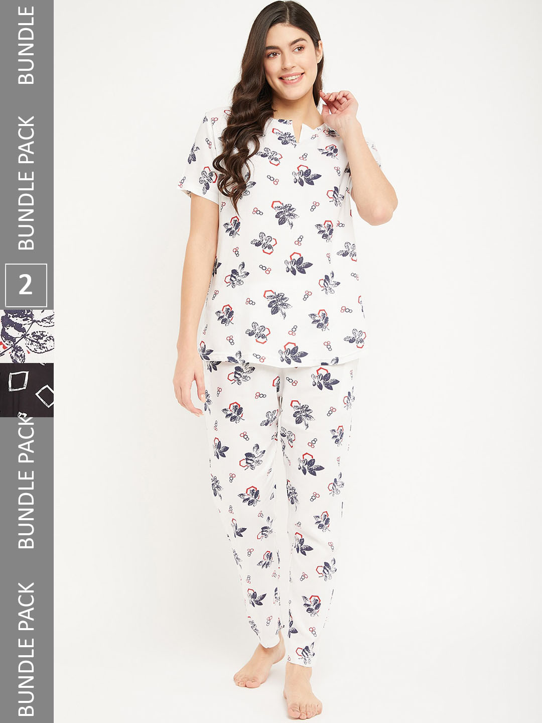 

FirstKrush Pack Of 2 Printed Pure Cotton Night suit, Black