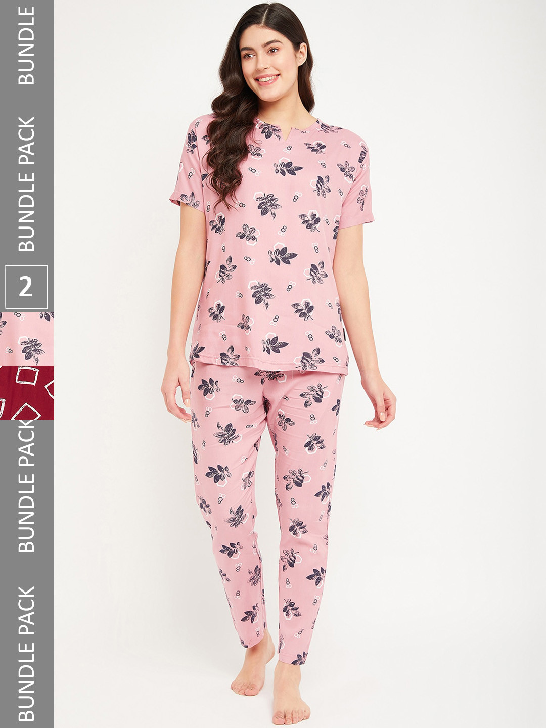 

FirstKrush Pack Of 2 Printed Pure Cotton Night suit, Pink