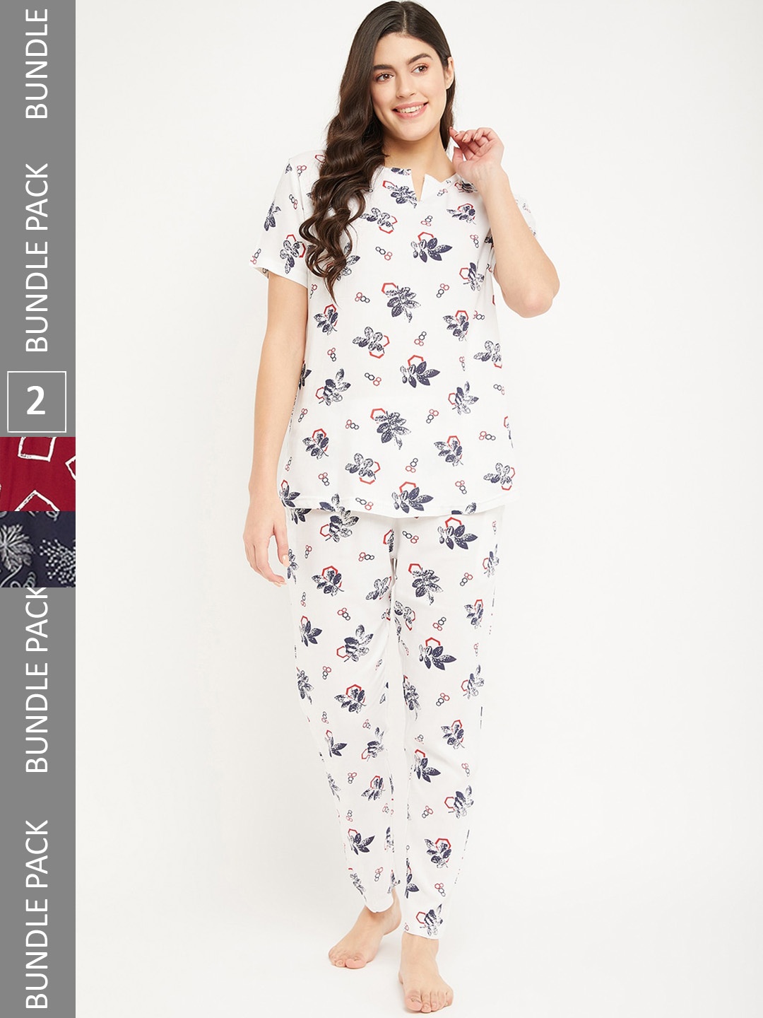 

FirstKrush Pack Of 2 Printed Pure Cotton Night suit, White