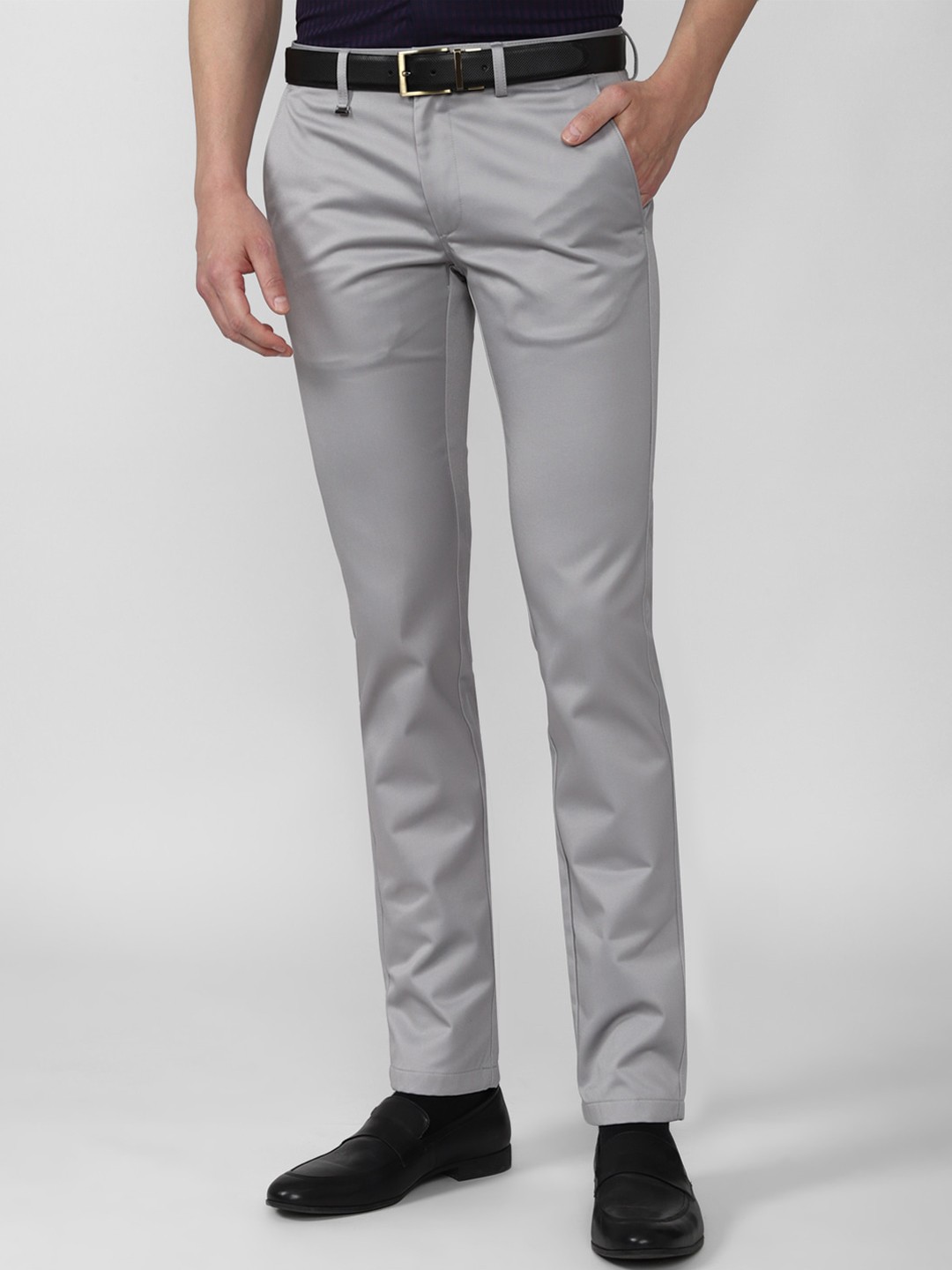 

Van Heusen Men Mid-Rise Slim Fit Plain Formal Trousers, Grey