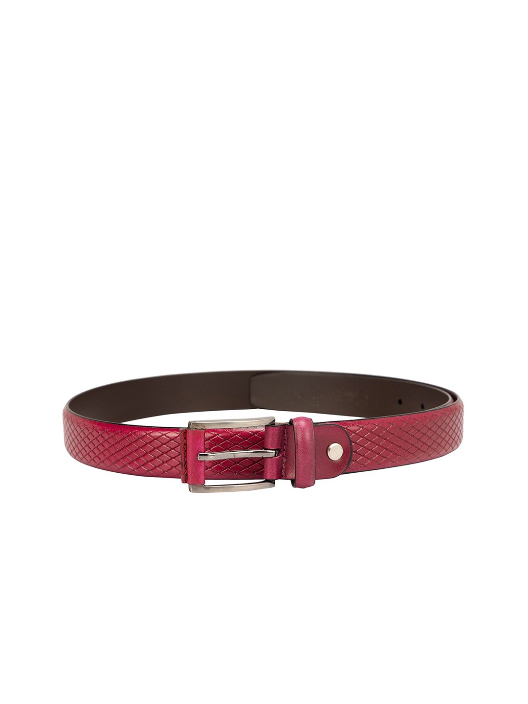 

Da Milano Women Textured Leather Belt, Red