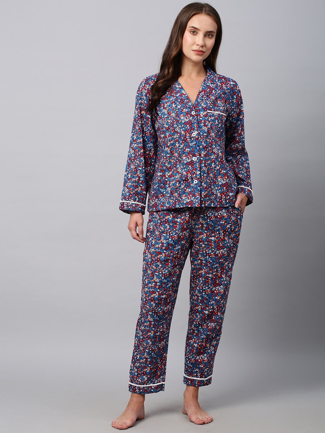 

Chemistry Floral Printed Night suit, Blue