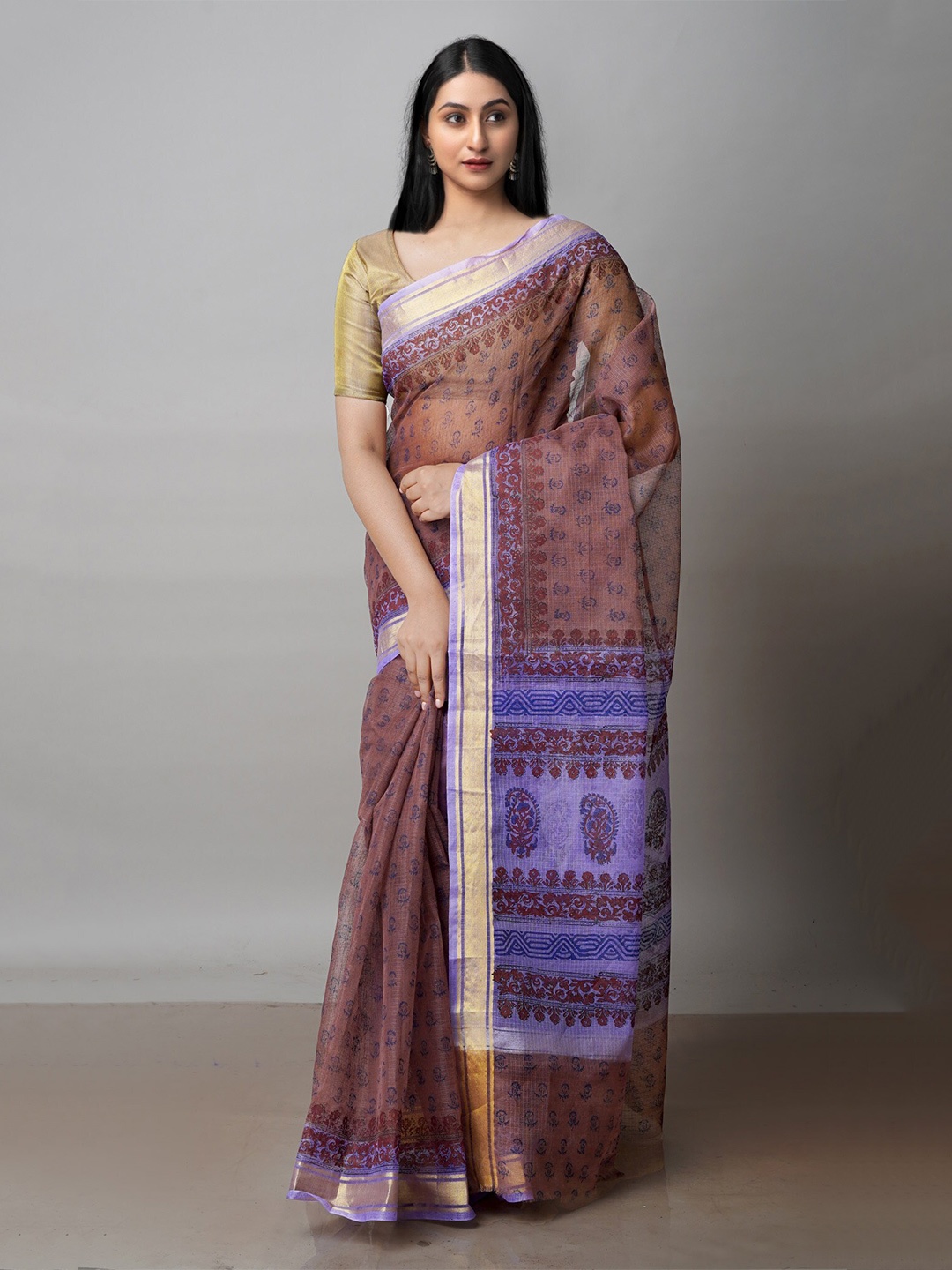 

Unnati Silks Ethnic Motifs Zari Pure Cotton Kota Saree, Burgundy