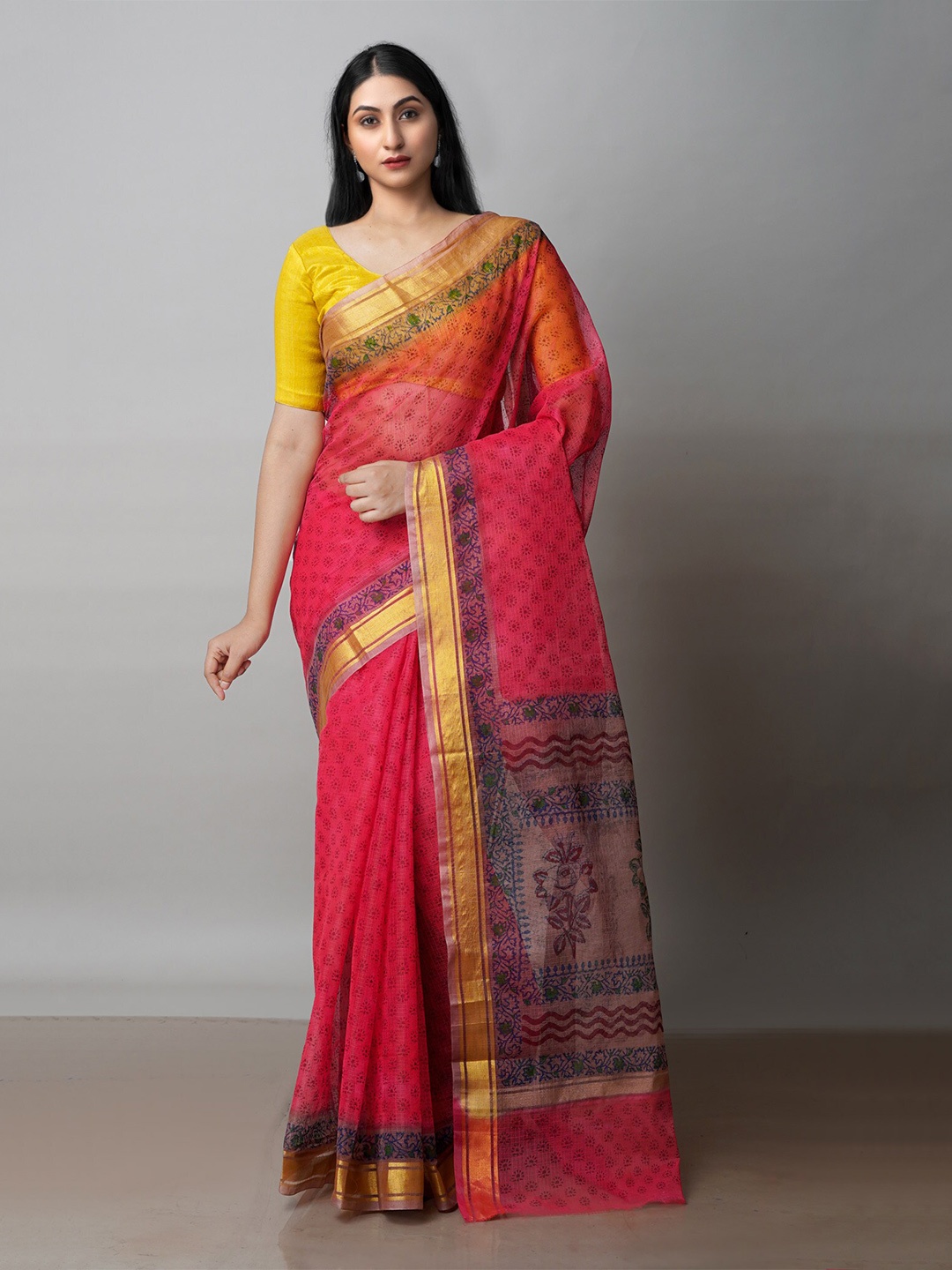 

Unnati Silks Ethnic Motifs Zari Pure Cotton Kota Saree, Red