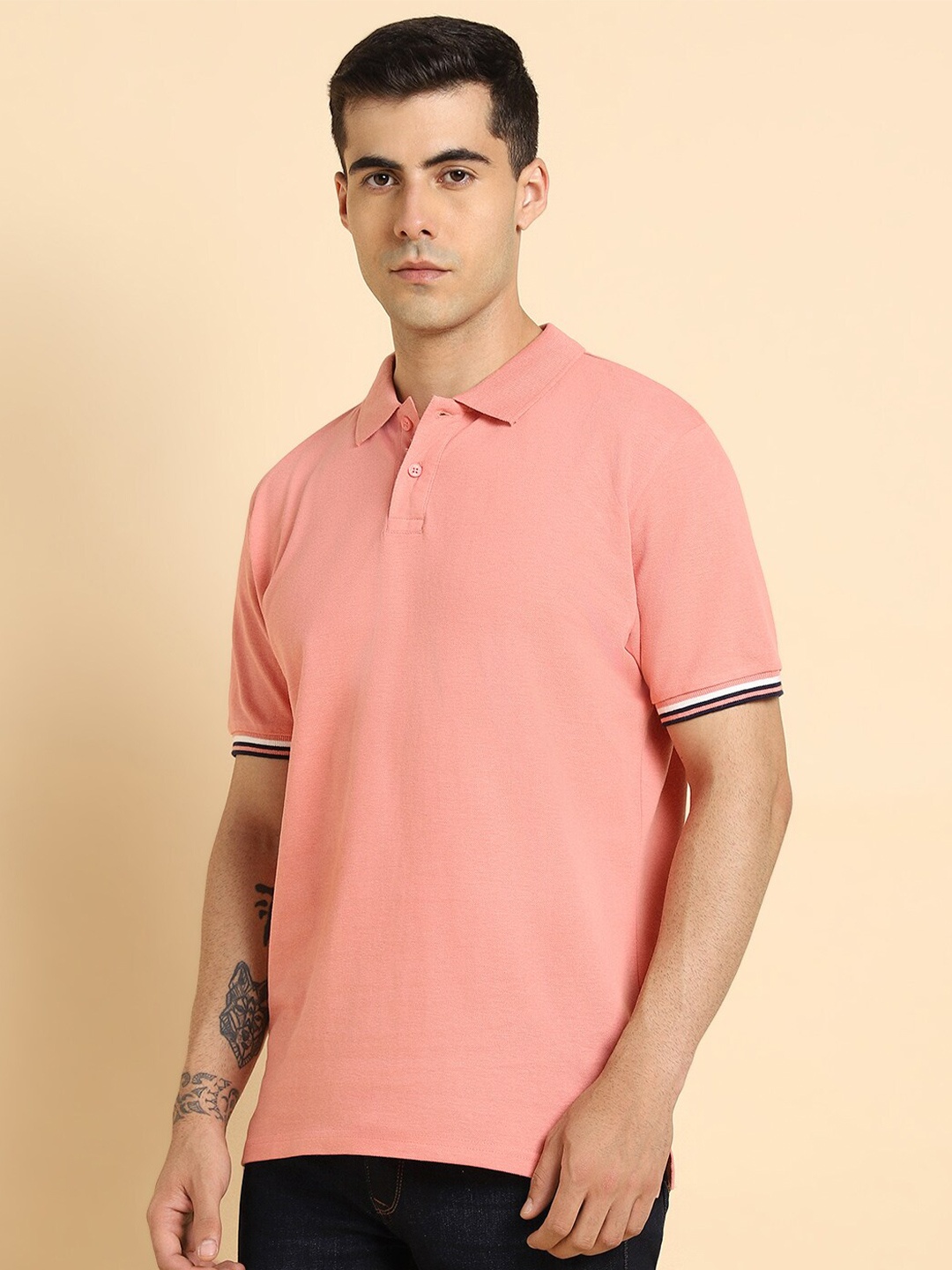 

Dennis Lingo Polo Collar Slim Fit Casual Cotton T-shirt, Pink