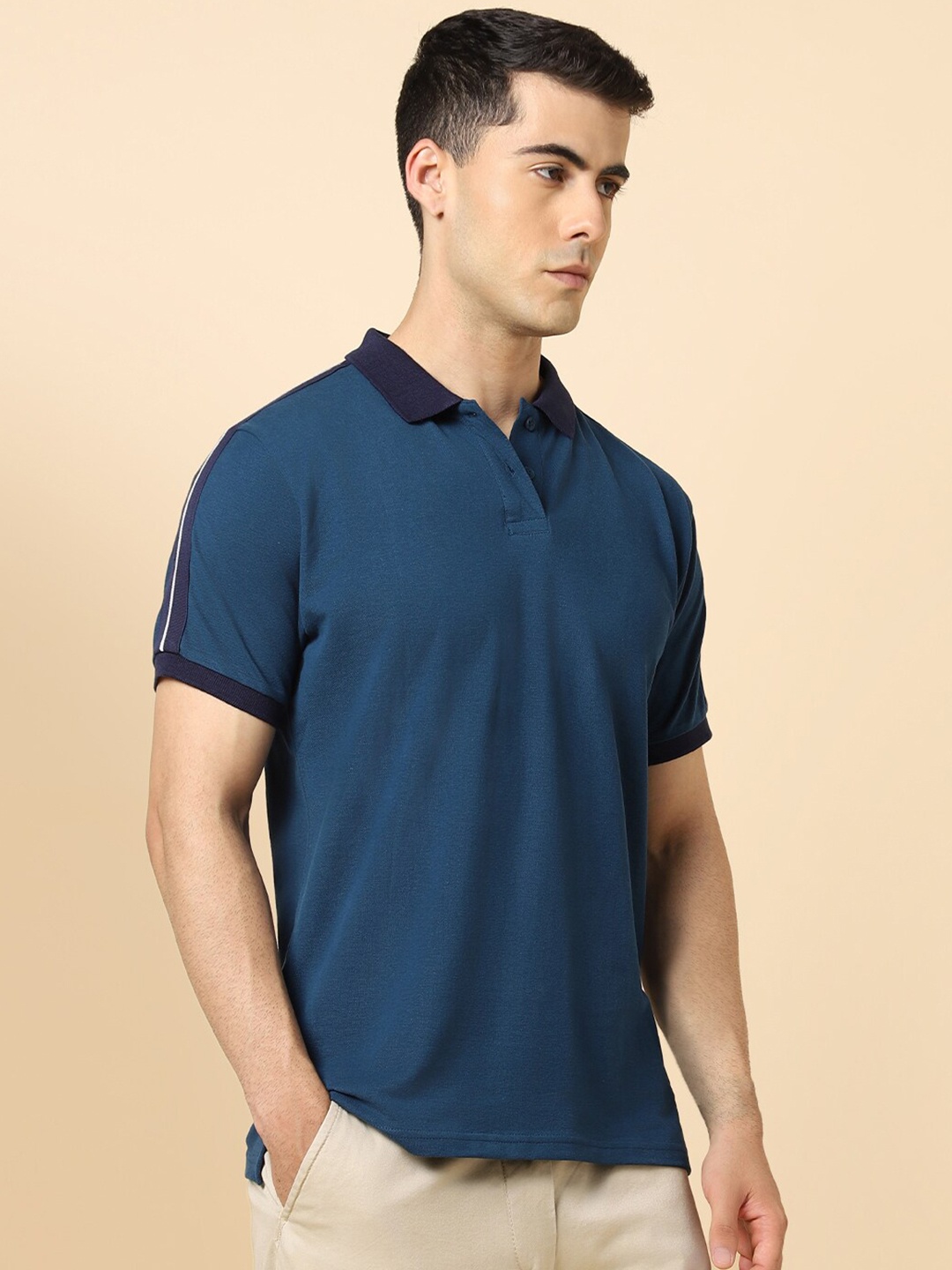 

Dennis Lingo Polo Collar Slim Fit Casual Cotton T-shirt, Blue