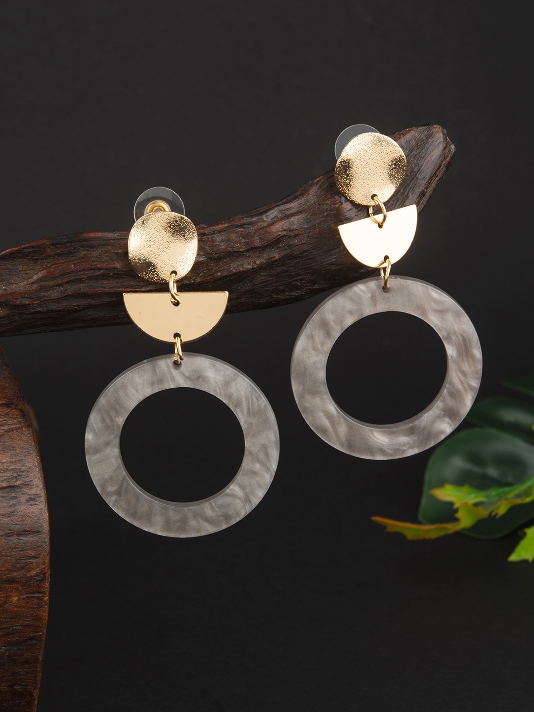 

E2O Gold Plated Circular Shaped Drop Earrings