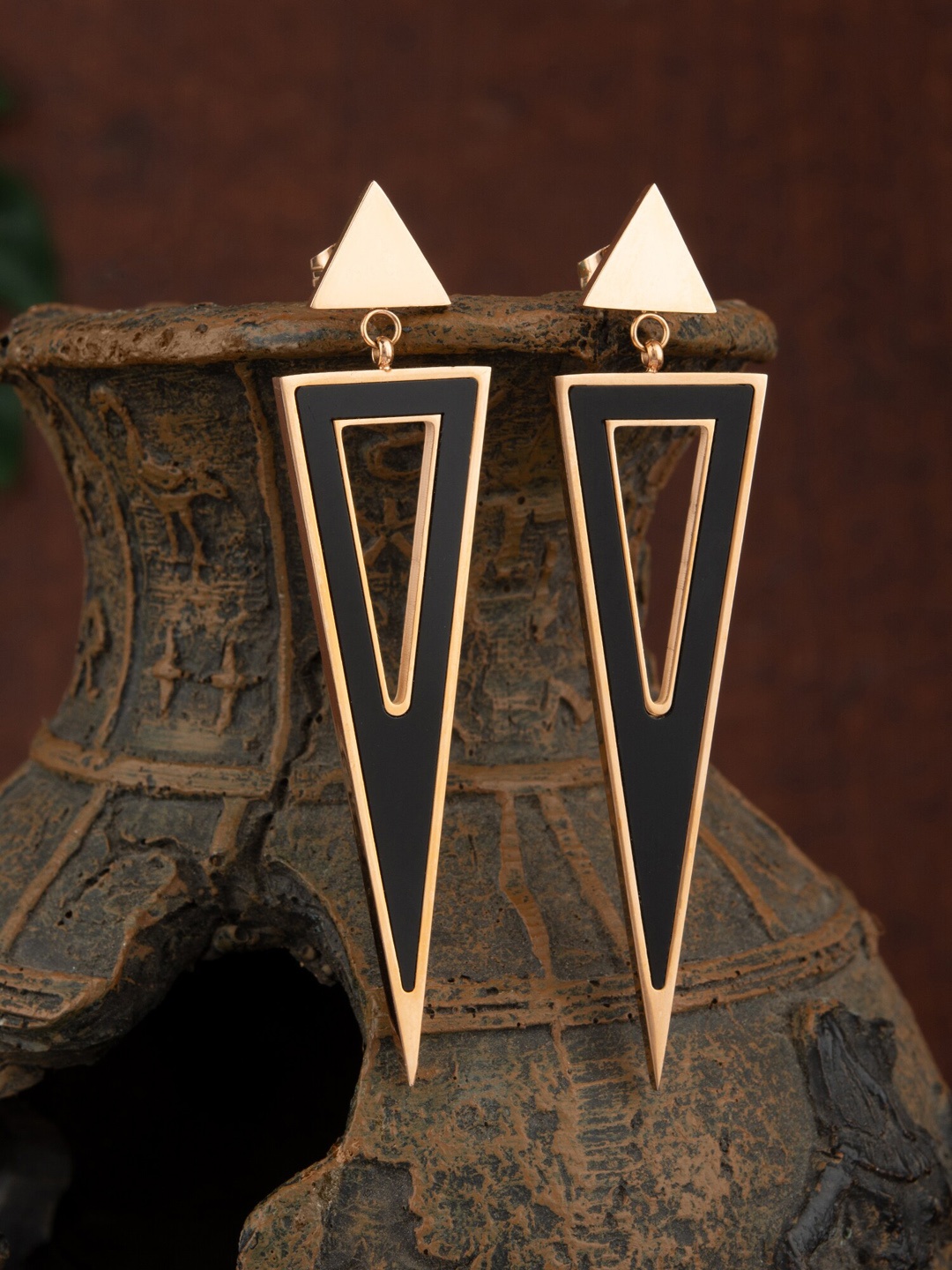 

E2O Gold Plated Triangular Shape Drop Earrings