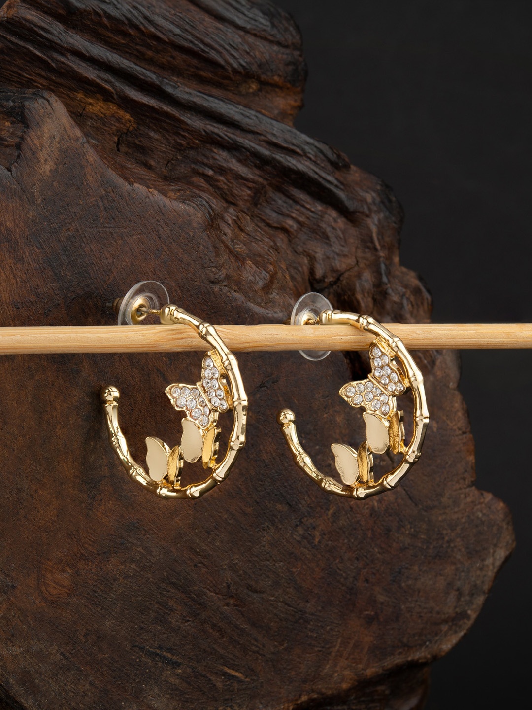 

E2O Gold-Plated Butterfly Shaped Half Hoop Earrings