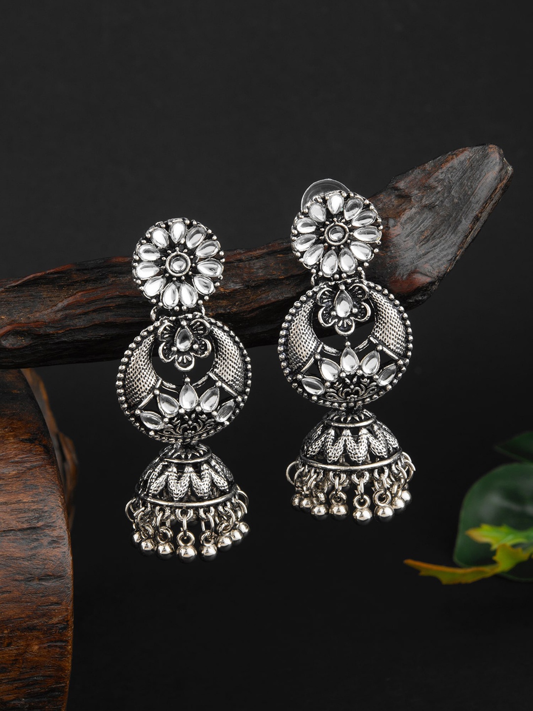 

E2O Silver-Plated Dome Shaped Jhumkas