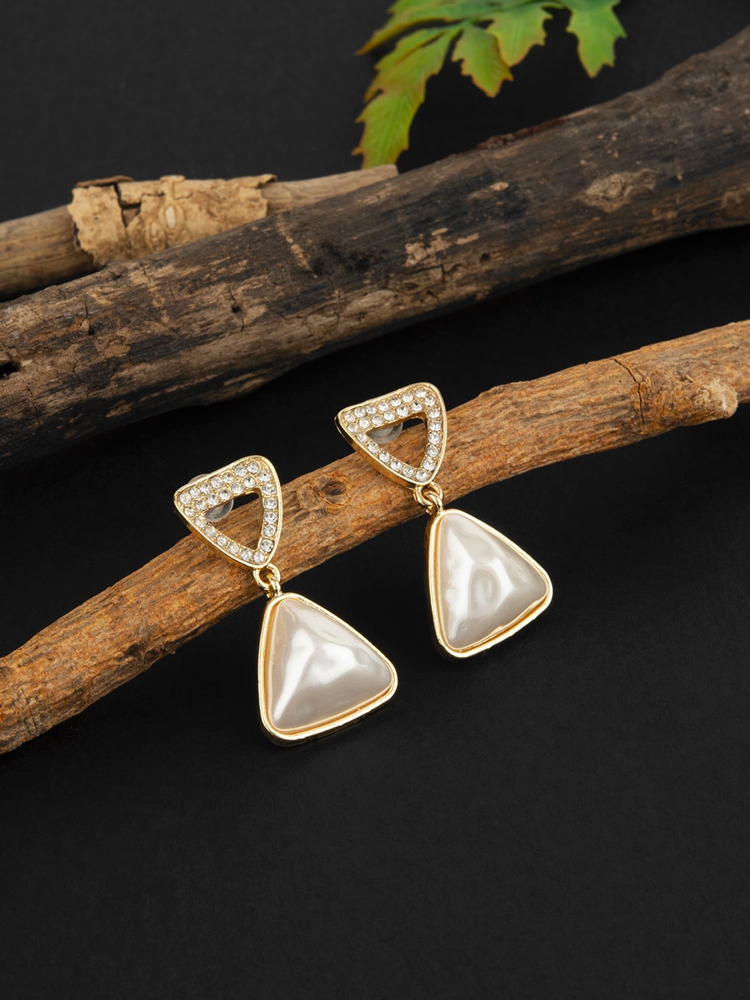 

E2O Gold-Plated Triangle Pearl Drop Earrings