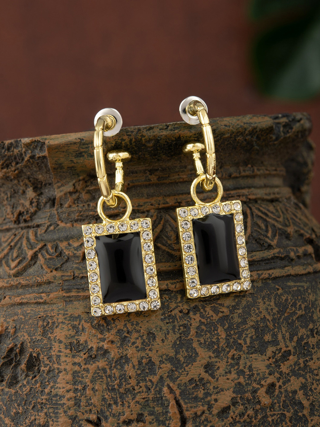 

E2O Gold Plated Square Shaped Drop Earrings