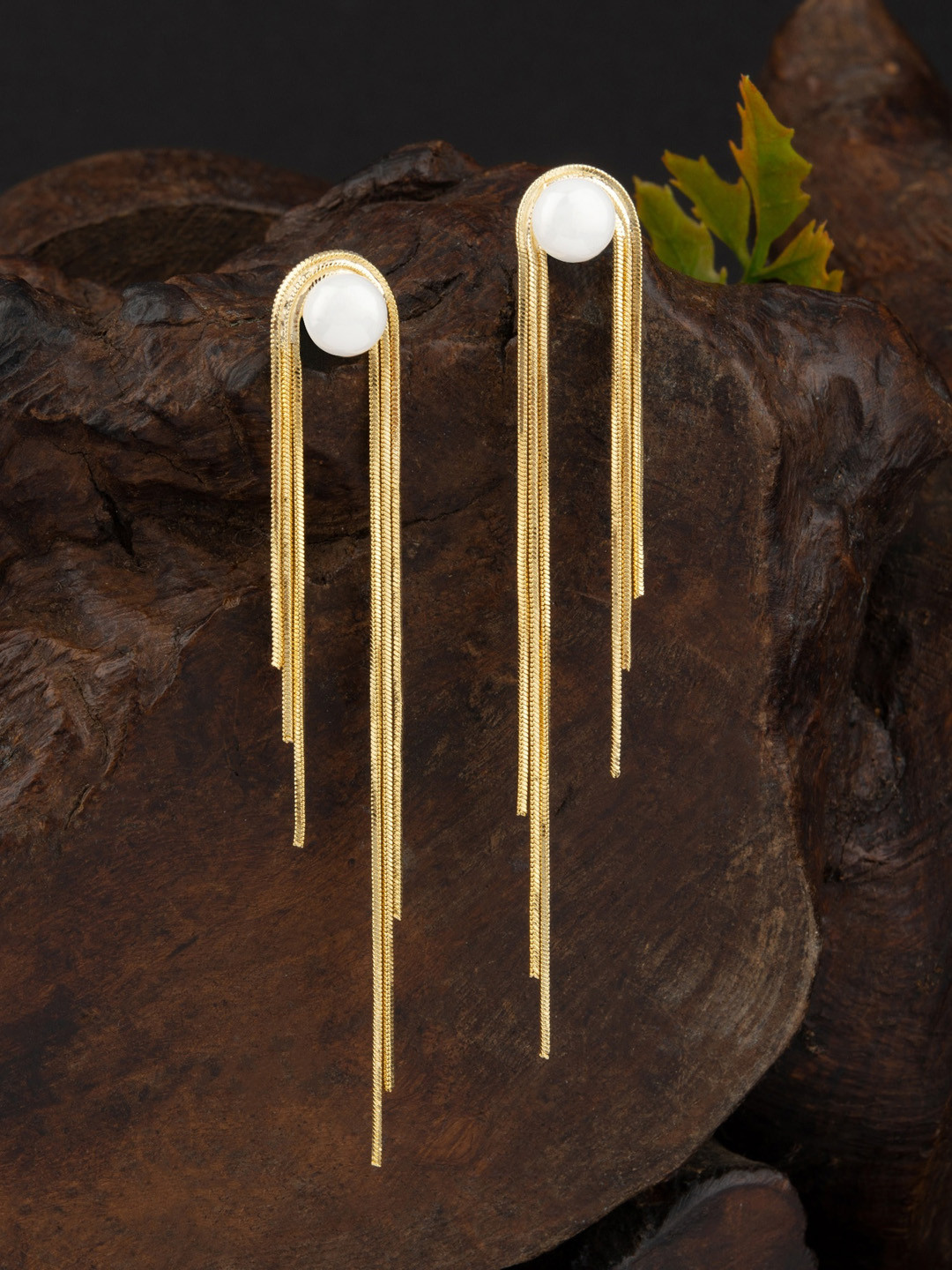 

E2O Gold Plated Contemporary Beaded Drop Earrings