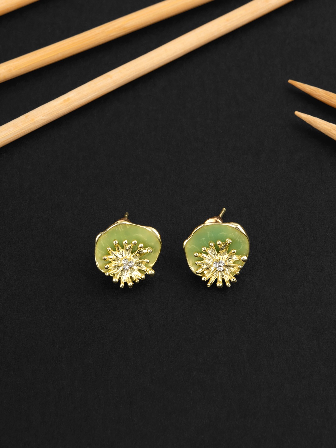 

E2O Gold Plated Contemporary Stone Studs Earrings