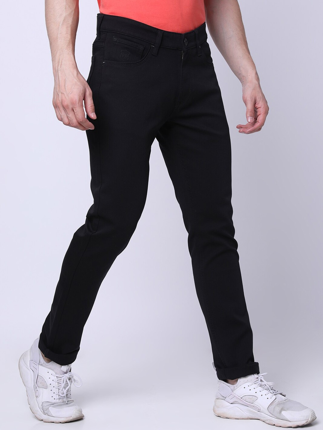 

Oxemberg Men Mid-Rise Clean Look Lean Slim Fit Stretchable Jeans, Black