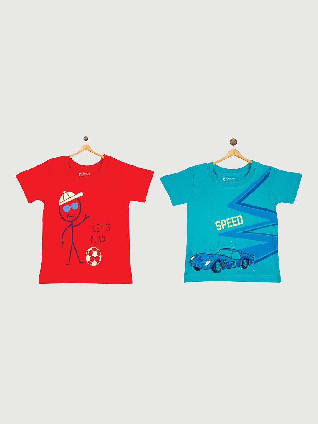 

Bodycare Boys Pack Of 2 Graphic Printed Cotton T-shirt, Red