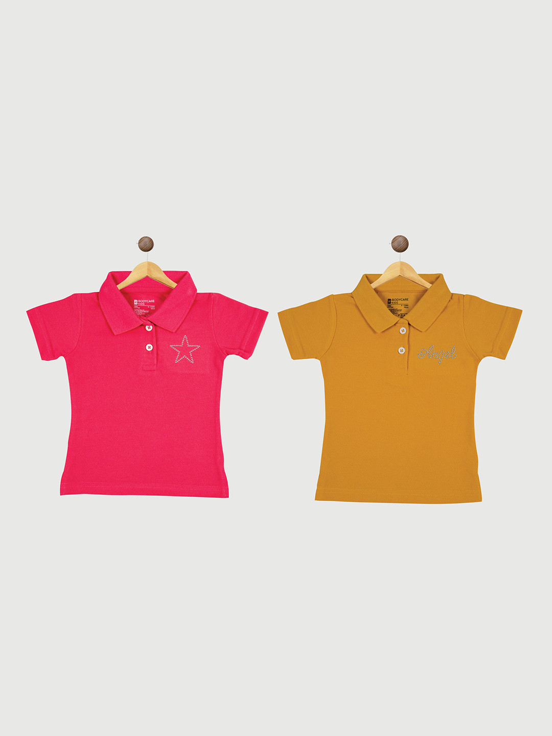 

Bodycare Girls Pack Of 2 Polo Collar Cotton T-shirt, Pink
